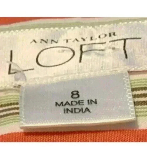 Ann Taylor Loft Button Up Multicolor Striped 100% Cotton Blouse Shirt Top Size 8 - Picture 3 of 5